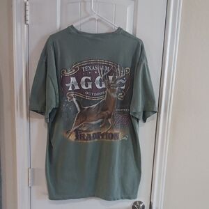 TEXAS A&M OUTDOORS Vtg Forest Green Tee Signed Al Agnew TRADITION  EIGHTEEN 76